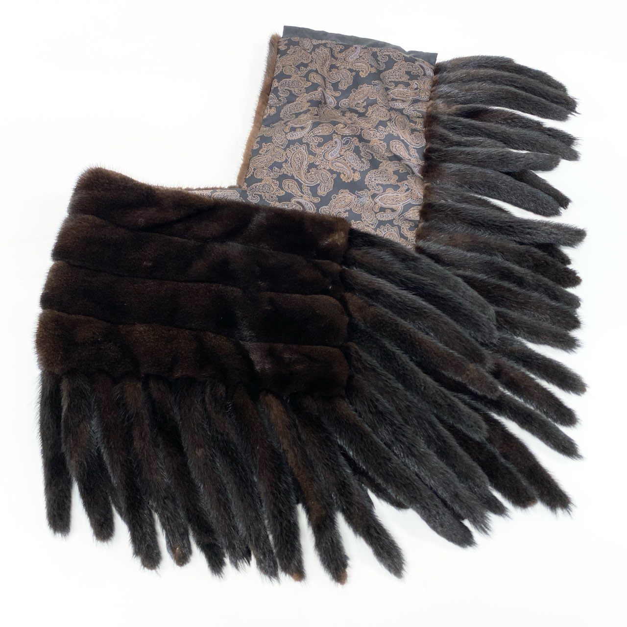67K18 《美品》 EMBA エンバ BKACKGLAMA ブラックグラマ デミバフミンク フリンジケープ ブラウン 最高級本毛皮 コート ショール マフラー MINK FURt18r