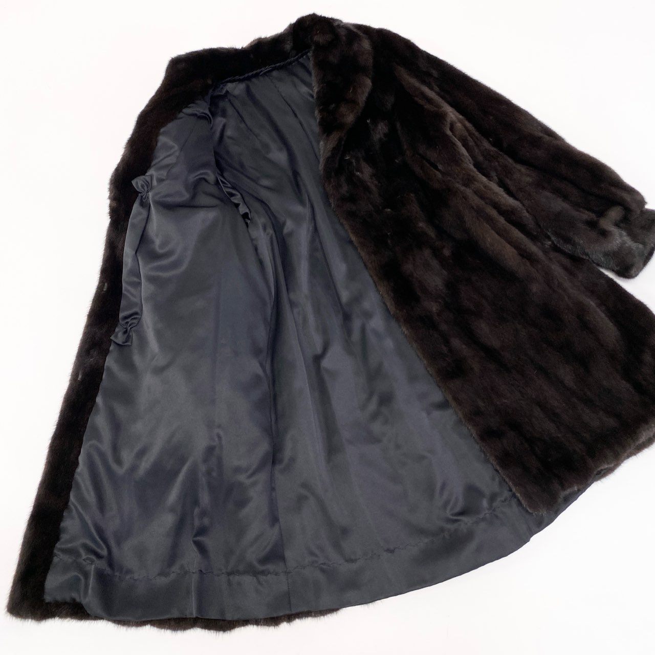 76a24 BLACKGLAMA ブラックグラマ マホガニーミンク ロングコート サイズF ダークブラウン 最高級本毛皮 Mink Fur Long Coatt18r