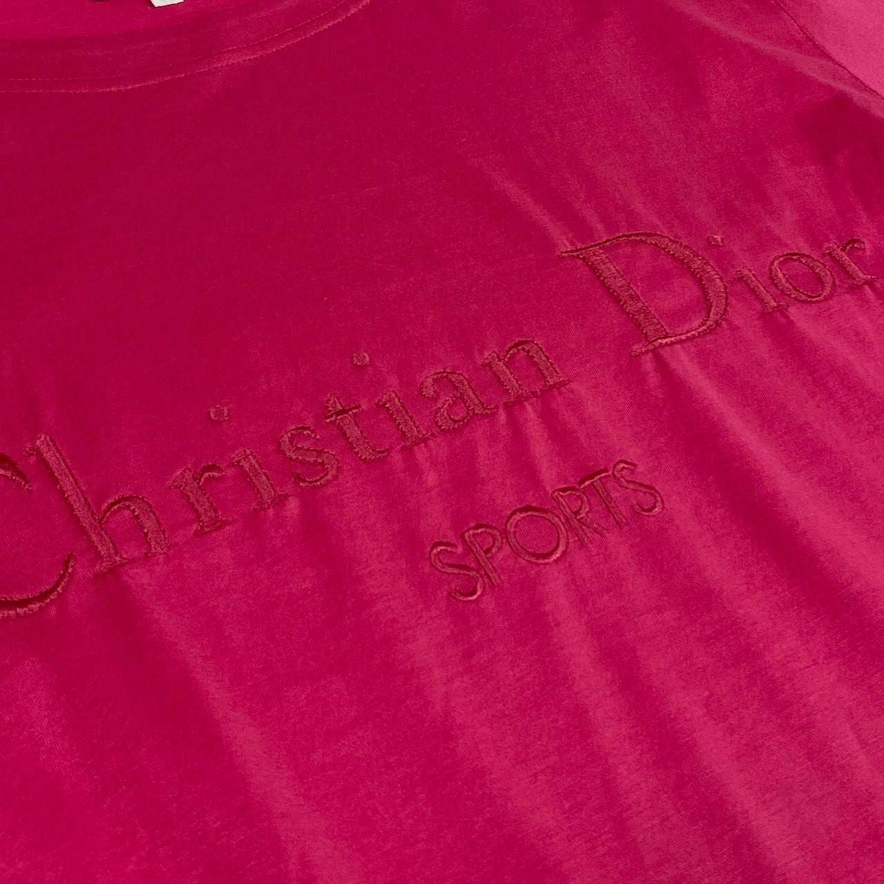 Ic27 Christian Dior クリスチャンディオール 半袖Tシャツ ブランドロゴ刺繍Tシャツ トップスカットソー Mサイズ ピンク コットン100％ レディース 女性用u02t