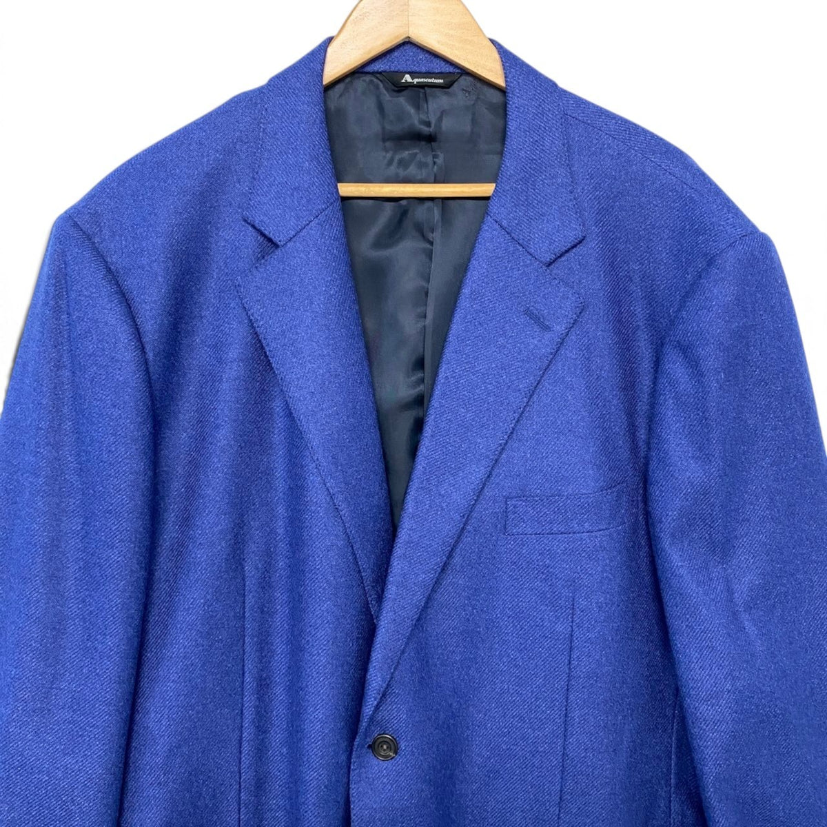 67i14 《美品》 Aquascutum アクアスキュータム テーラードジャケット 総カシミヤ 大きいサイズ フォーマル 日本製  114 4L ブルー メンズ 男性用u02t