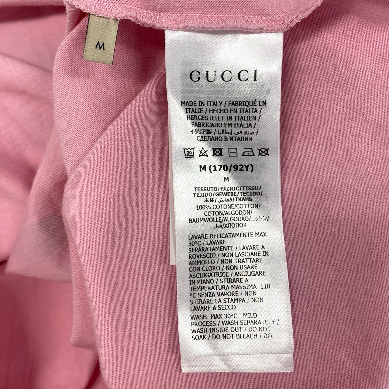4i12 GUCCI グッチ × adidas アディダス トレフォイル プリントTシャツ 723384 M ピンク カットソー 箱 タグ付属k02i