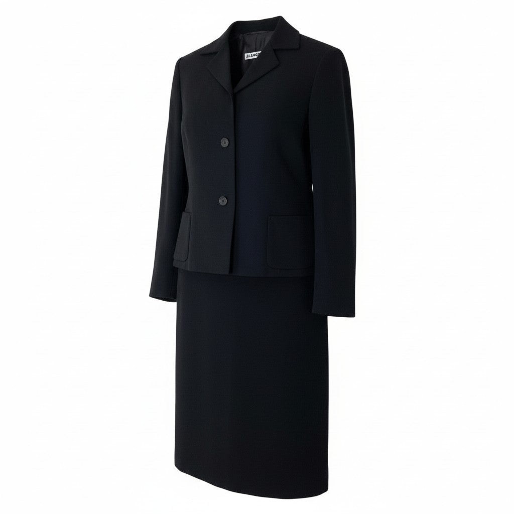 40d10 JIL SANDER ジルサンダー クロップドジャケット スカート スーツ セットアップ サイズ36 ブラック レディースk02i