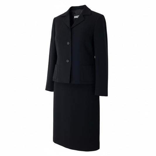 40d10 JIL SANDER ジルサンダー クロップドジャケット スカート スーツ セットアップ サイズ36 ブラック レディースk02i