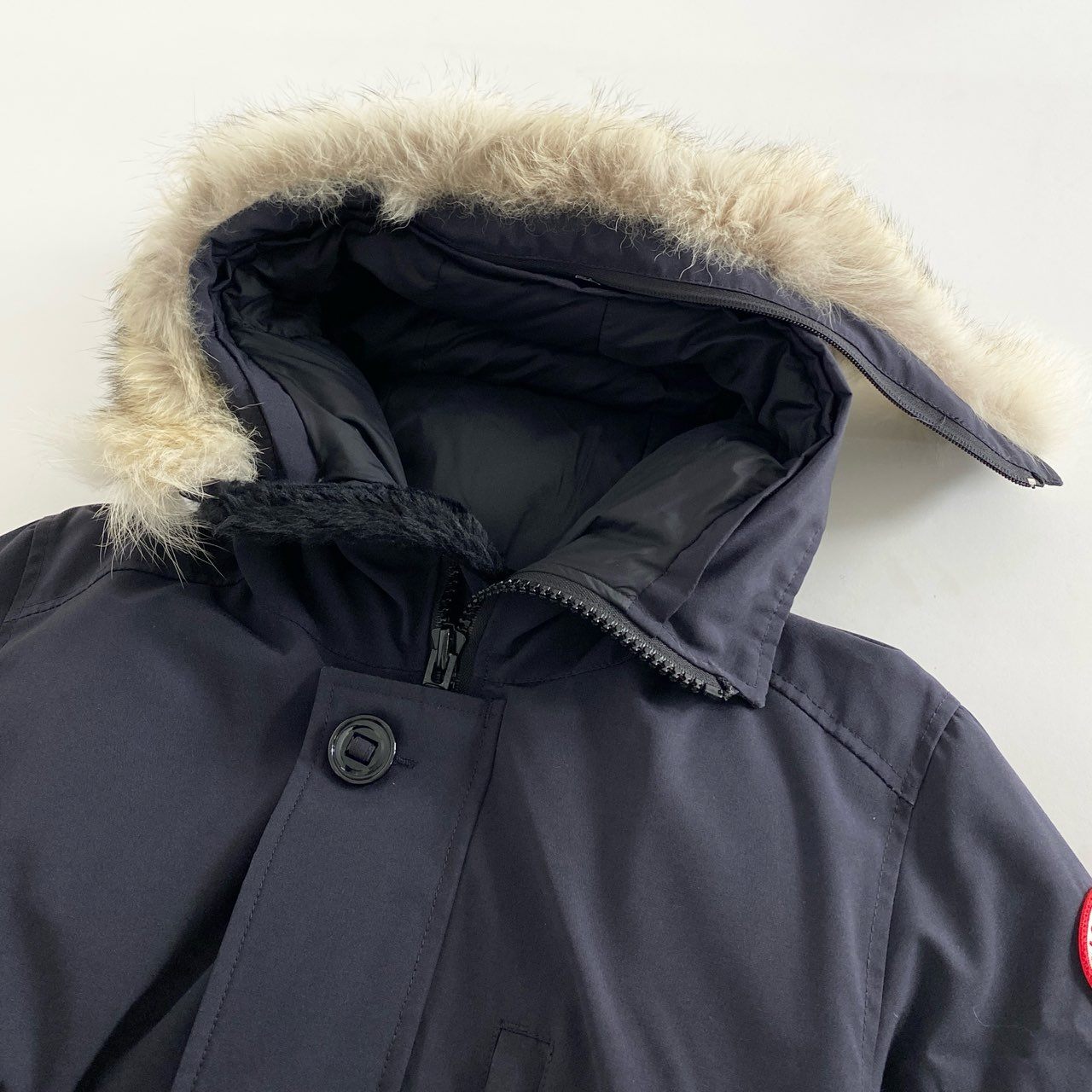 1h11 CANADAGOOSE カナダグース JASPER PARKA ジャスパーパーカ ダウンジャケット コヨーテファー アウター 3438JM R Mサイズ ダークネイビー