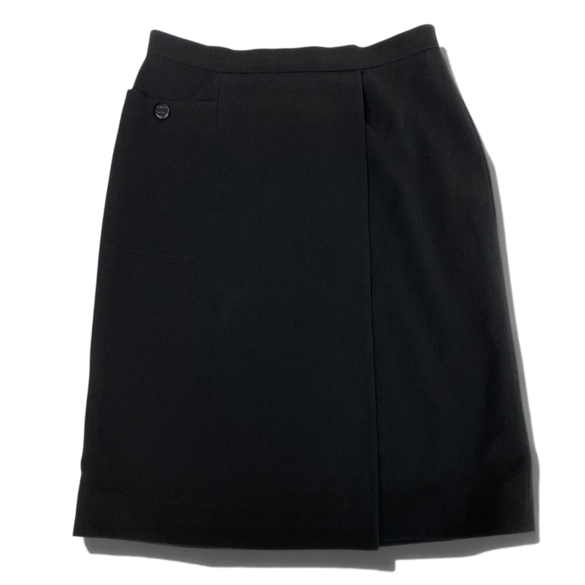 i19【美品】CHANEL  1998年 膝丈スカート ココマーク フランス製 38サイズ ブラック ウール100％ レディース 女性用u02t