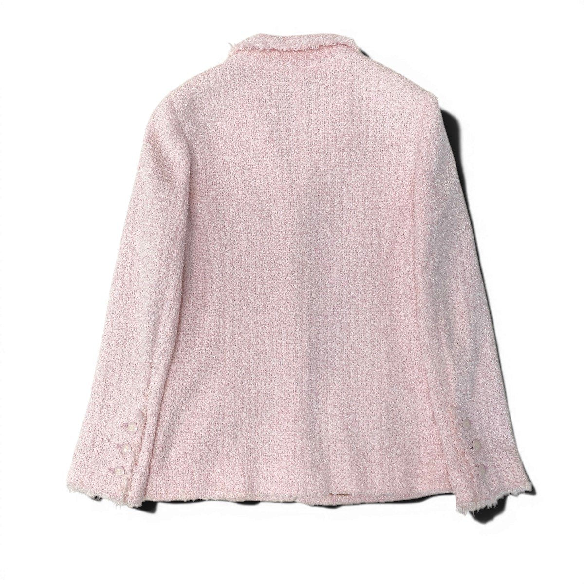 Cf11 CHANEL シャネル 04C ファンシーツイード テーラードジャケット ココマーク P22696 サイズ40 ピンク レディース 女性用ta1