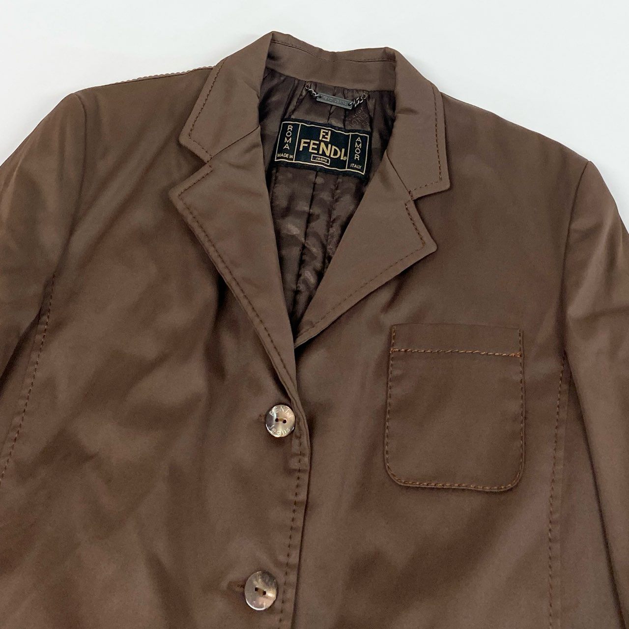 10a13 FENDI フェンディ チェスターコート ロングコート パッド入り 中綿 イタリア製 padded Chester coat with logo buttons レディース 女性用 ブラウンt18r