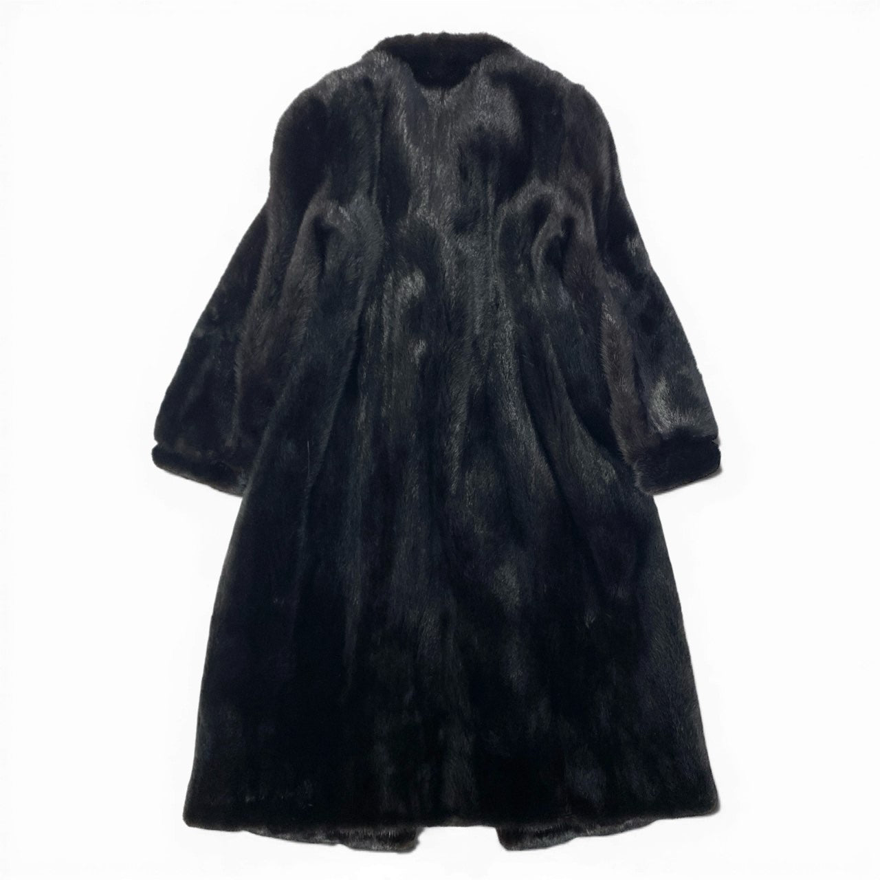 83a14 ダークミンク ミンクコート 超ロングコート 着丈107cm 毛皮コート ブラック系 ミンクファー 裏地花柄刺繍t18r