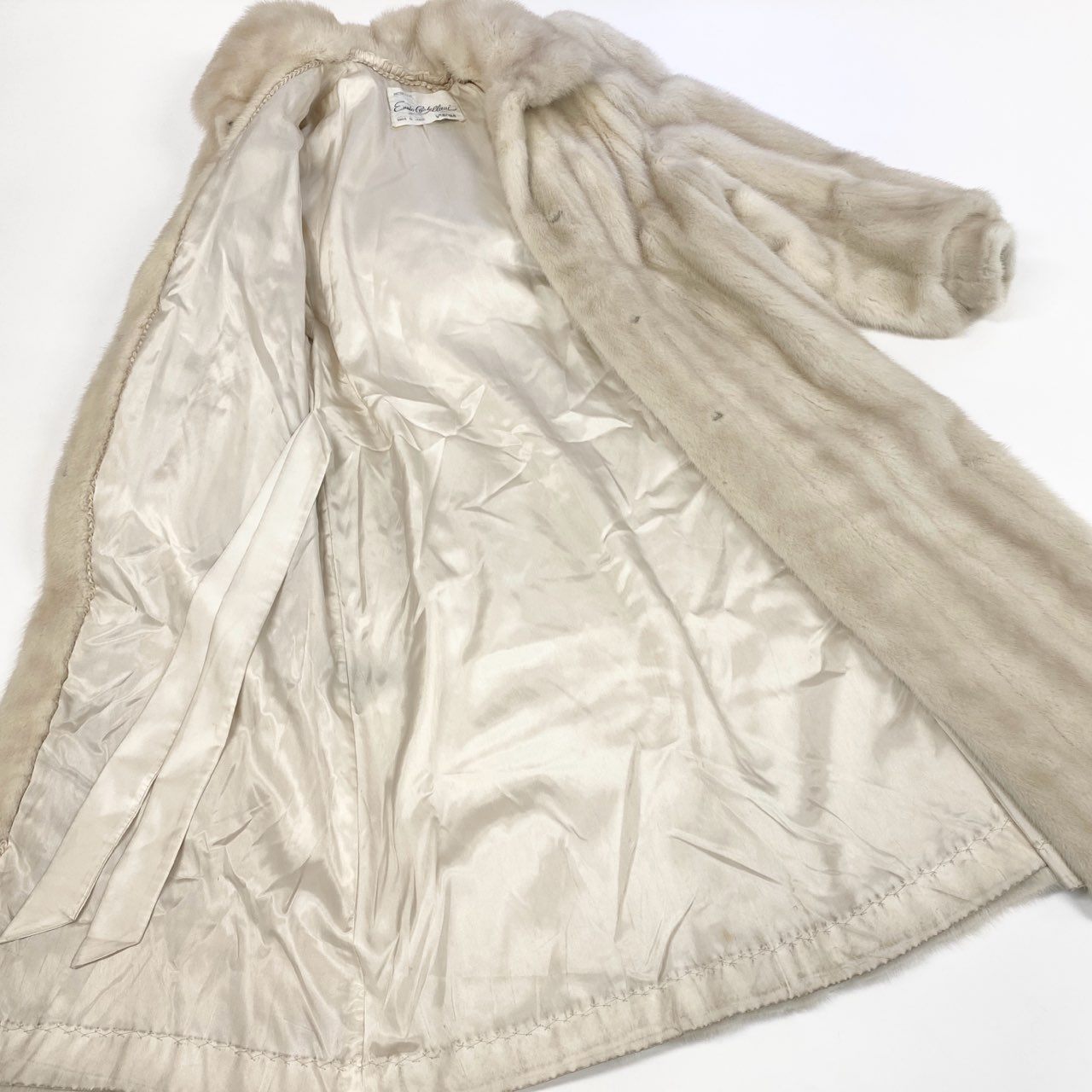 35k2《超希少》 パールミンク フード付き 超ロングコート 120cm ホワイト 最高級本毛皮 MINK FURt18r