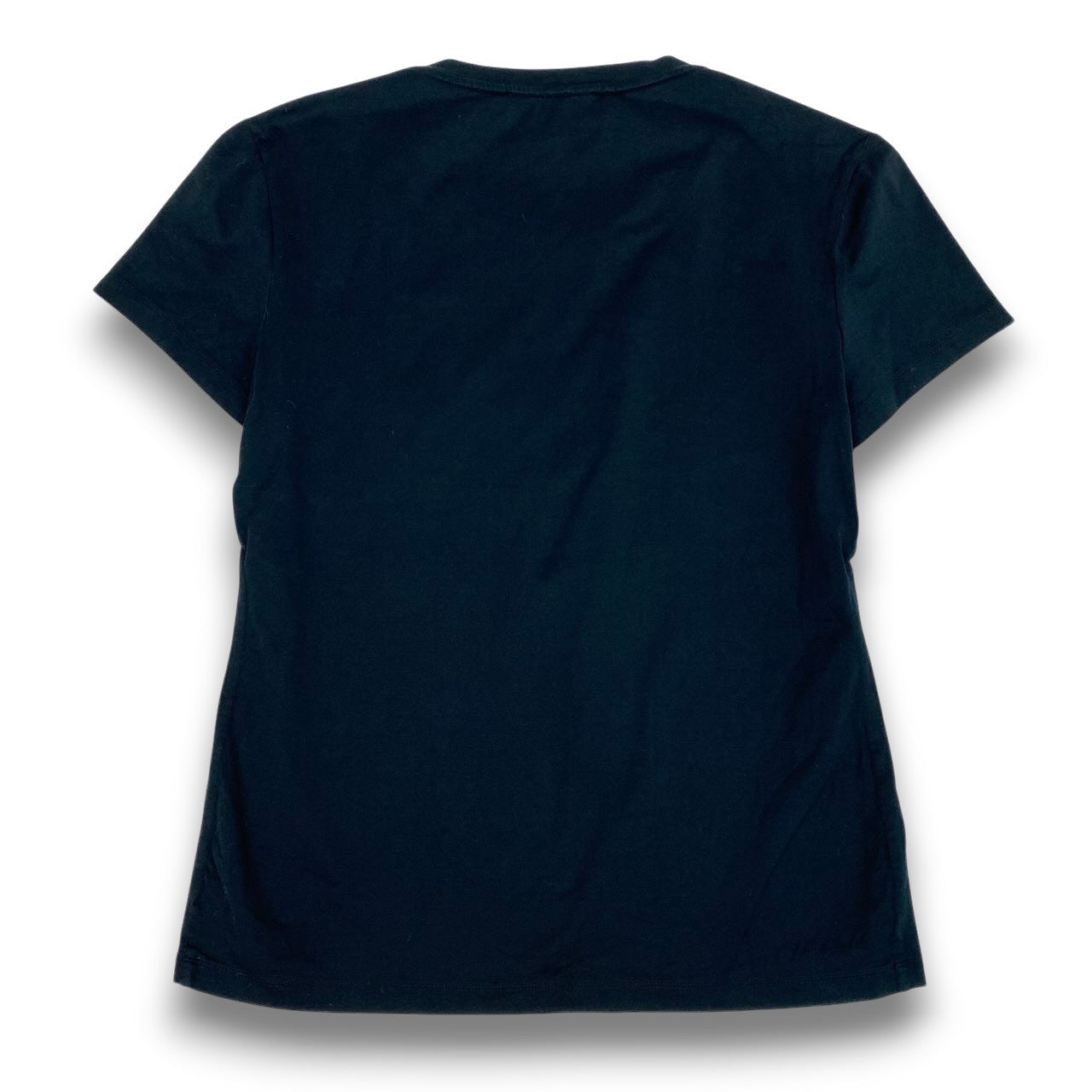c24 《美品》 YVES SAINT LAURENT rive gauche イヴサンローランリブゴーシュ 半袖カットソー トップス ゴールドロゴ S ブラック コットン レディースu02t
