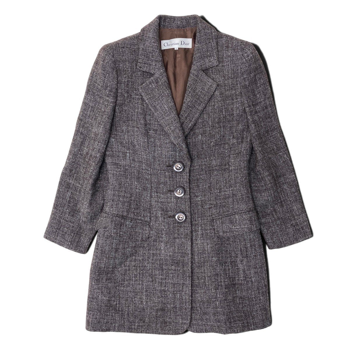 78h21 Christian Dior クリスチャンディオール テーラードジャケット ジャケットコート ウールブレンド サイズ11 ブラウン系 レディースu02t