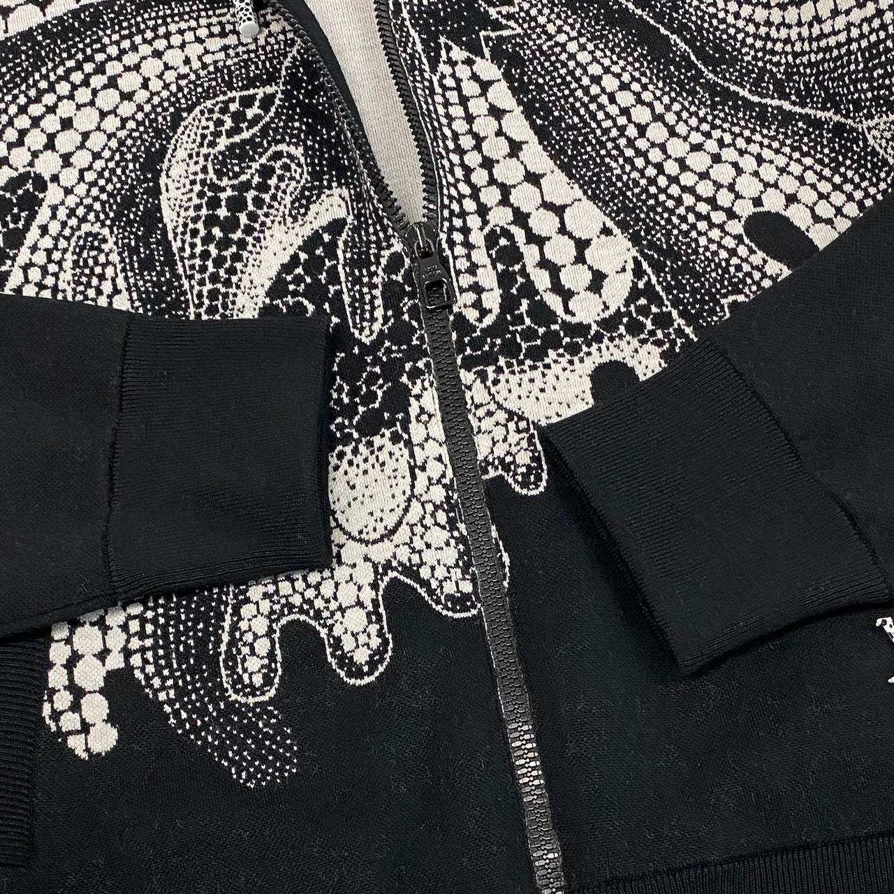 Id2 《極美品》 LOUIS VUITTON ルイヴィトン × 草間彌生 サイケデリックフラワー ウールニットパーカー Psychedelic Flour Wool Knit Parka サイズL ブラック Yayoi Kusamat18r