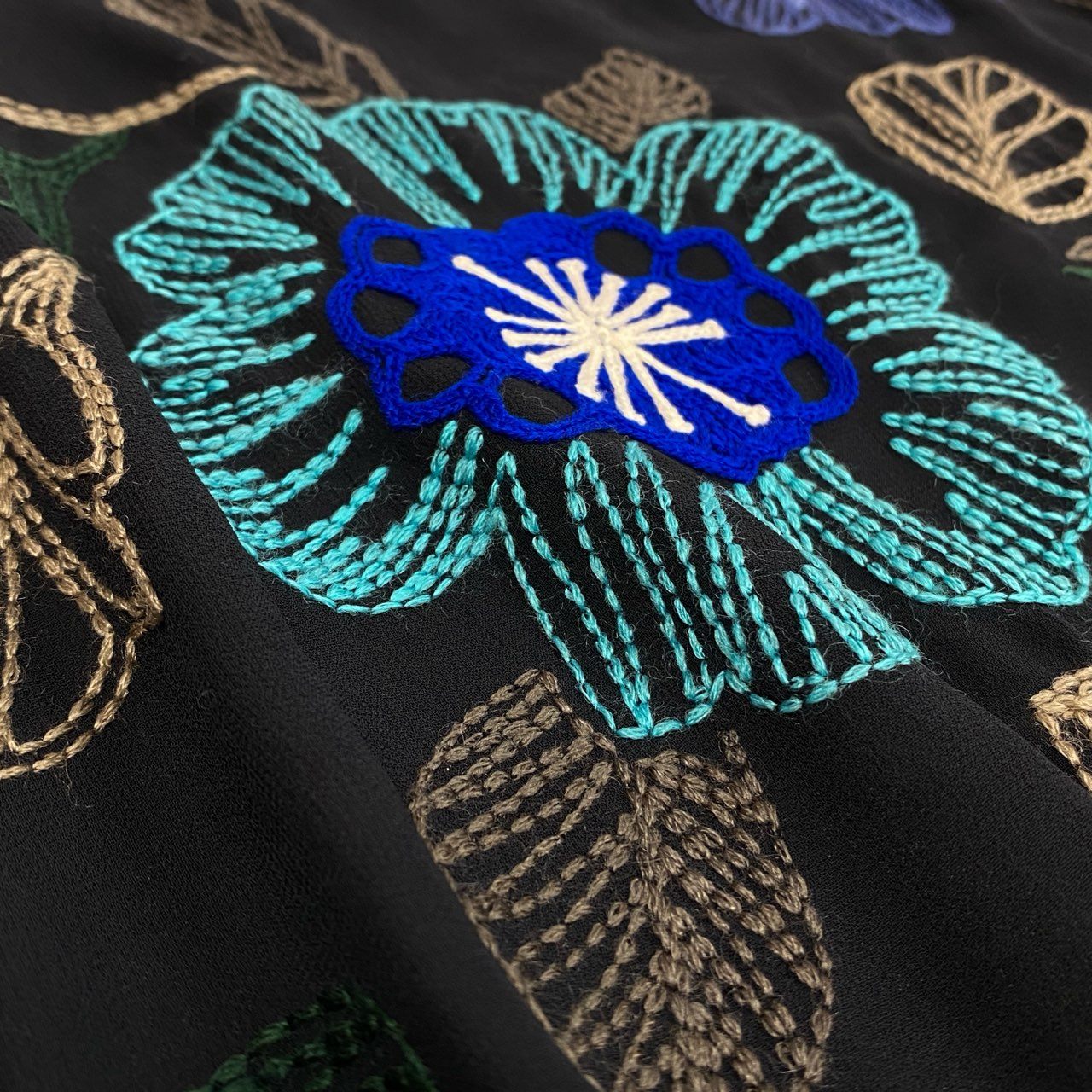 64k19《美品》 TOKUKO 1er VOL トクコプルミエヴォル チュニックワンピース シアーカットソー 花柄モチーフ 刺繍 レディース 女性用 9 ブラックu02t