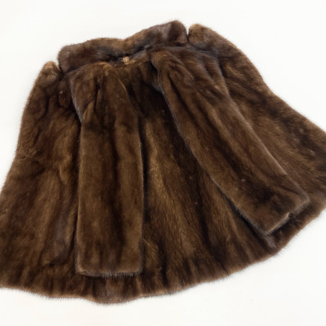 37L10 palody MITSUKOSHI 三越 デミバフミンク ロングコート サイズ9号 ブラウン 本毛皮  MINK FUR ポケット有t18r
