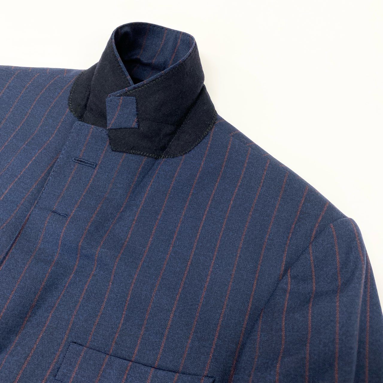 61k28 mila schon ミラショーン セットアップスーツ 3ピース スリーピース 2B ストライプ柄 ビジネス フォーマル メンズ 紳士服 ネイビー ウール100％u02t