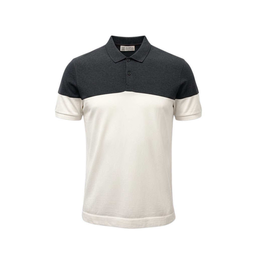 66c2 BRUNELLO CUCINELLI ブルネロクチネリ ショートスリーブ ポロシャツ コットンシャツ バイカラー メンズ 紳士服 サイズ50 グレー ホワイト 綿100％u02t