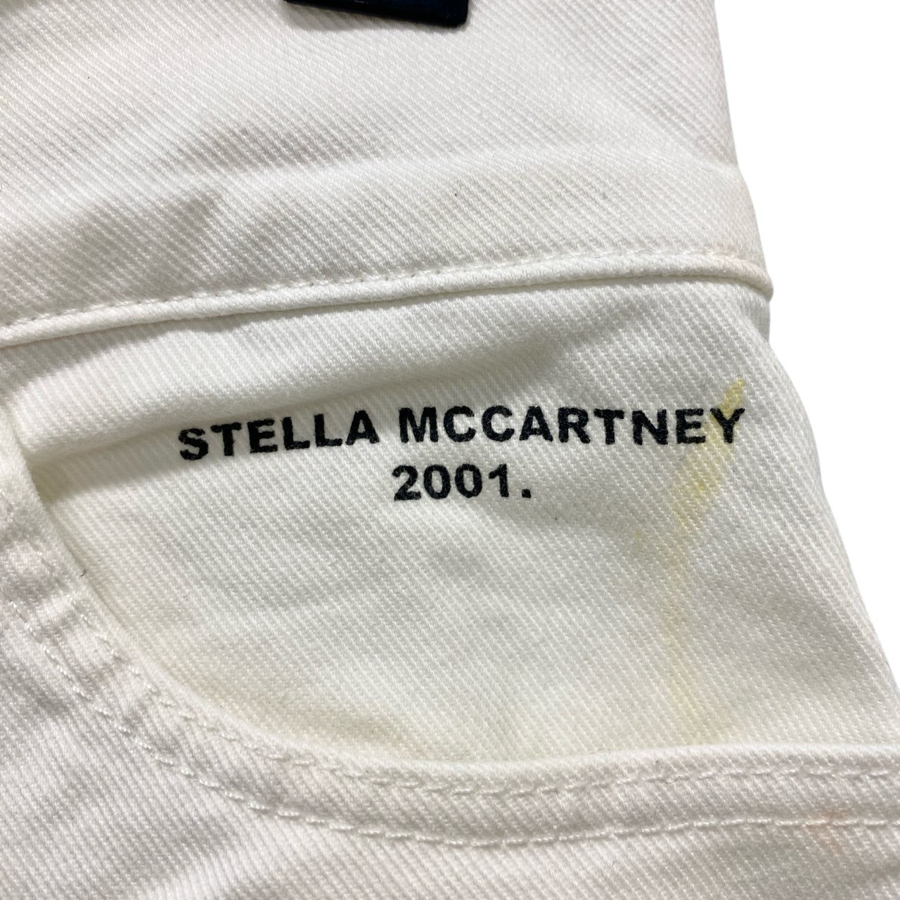 87c6 STELLA McCARTENEY ステラマッカートニー マーブルペイント ワイド テーパード デニムパンツ ハイウエスト 26 ホワイト レディースk02i