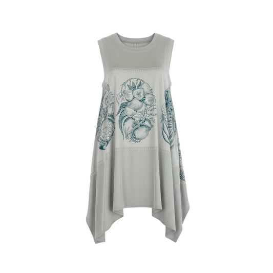 45k26 《美品》 TOKUKO 1er VOL トクコプルミエヴォル ノースリーブワンピース フレアワンピース イラストプリント○ レディース 女性用 9 グレーu02t