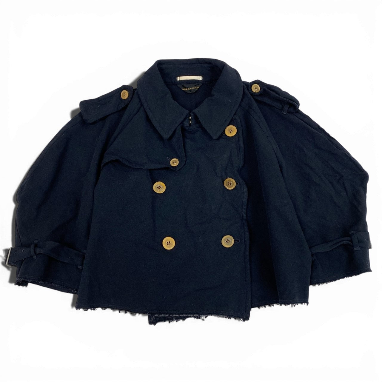 Ac6 COMME des GARCONS  コムデギャルソン 縮絨素材 ショートトレンチコート デザインジャケット M相当 ダークネイビー レディースk02i