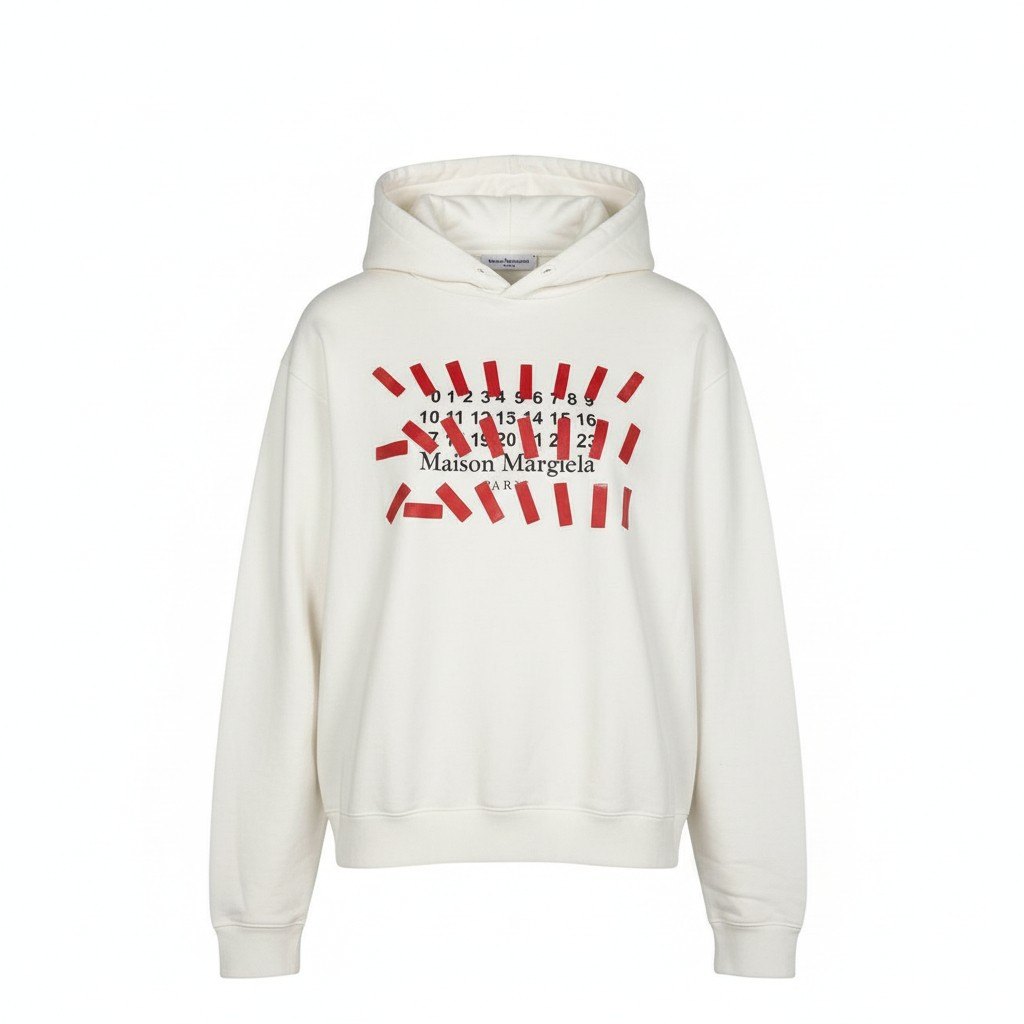 20a14 Maison Margiela メゾンマルジェラ ナンバーズロゴ スウェット パーカー フーディー S30GU0148  46 ホワイト コットン100％o07t