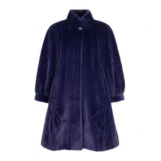 72L15 AMERICAN FUR AWARDS アメリカンファーアワード 4つ星 染め シェアードミンク ロングコート サイズF パープル 最高級本毛皮 MINK FURt18r