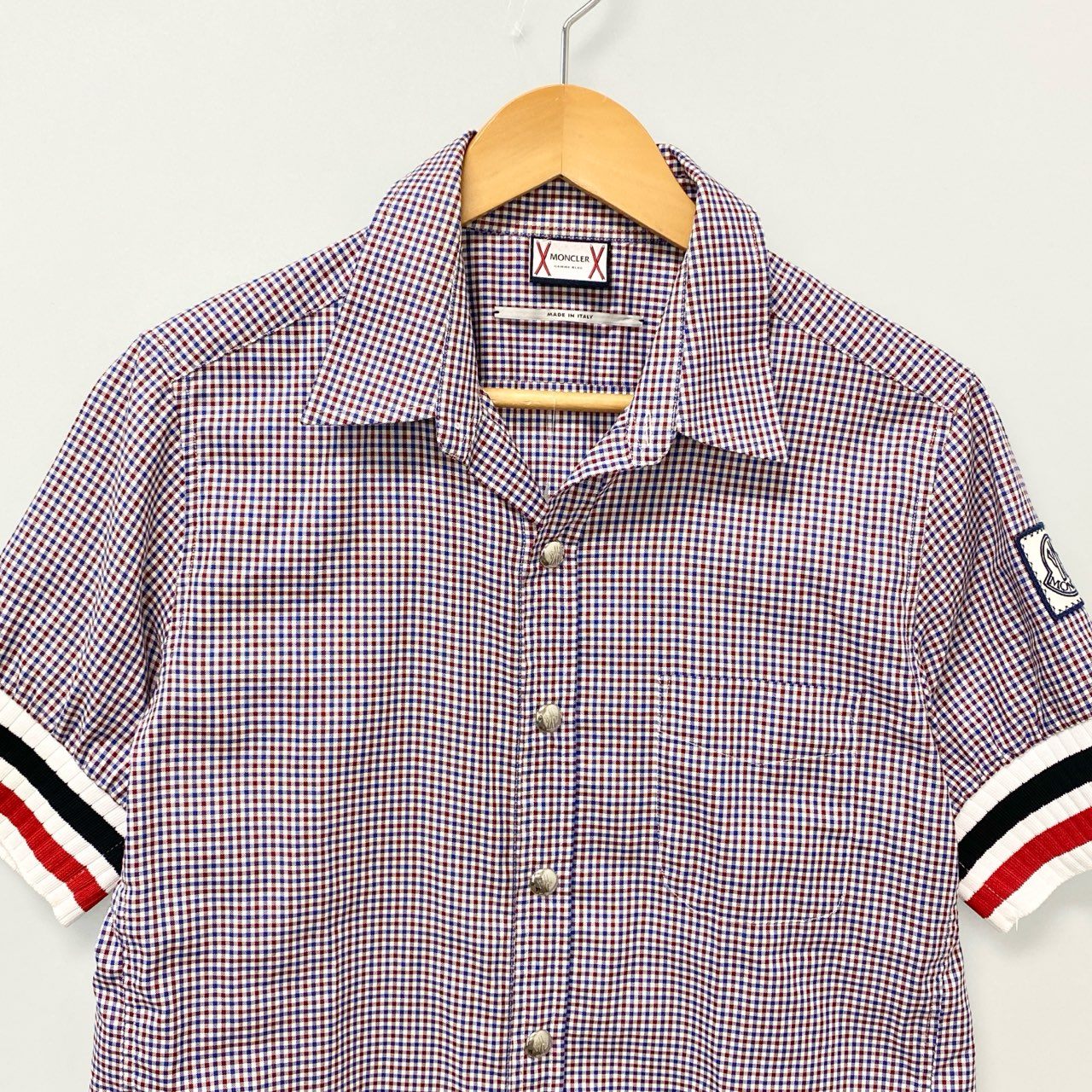 83b17 MONCLER GAMME BLEU モンクレール ガムブルー CAMICIA チェック柄 半袖シャツ トリコロール 513915330600 1 マルチカラー コットン メンズo07t