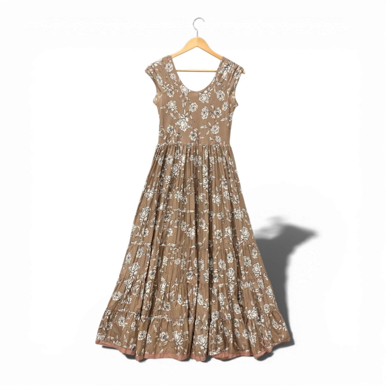 45c6 MARIHA マリハ 草原の虹 ティアードワンピース ノースリーブワンピース フレア 38 ピンク コットン レディースu02t