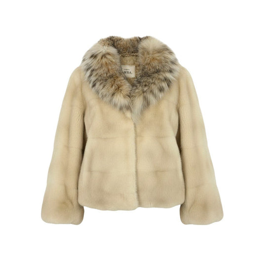 79f10 EMBA エンバ リンクスキャット × パールミンク ファーコート サイズFR ホワイト 最高級本毛皮 Lynx cat × Mink Fur Coatt18r
