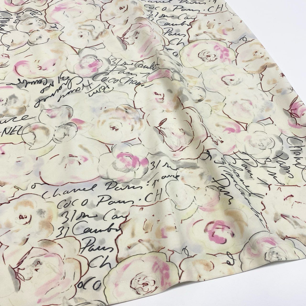 60a14【archive】CHANEL シャネル 1998年 Cruise P10058 カメリア総柄 マイヨ素材 キャミワンピース ワンピース サイズ40 アイボリー系 レディースta1