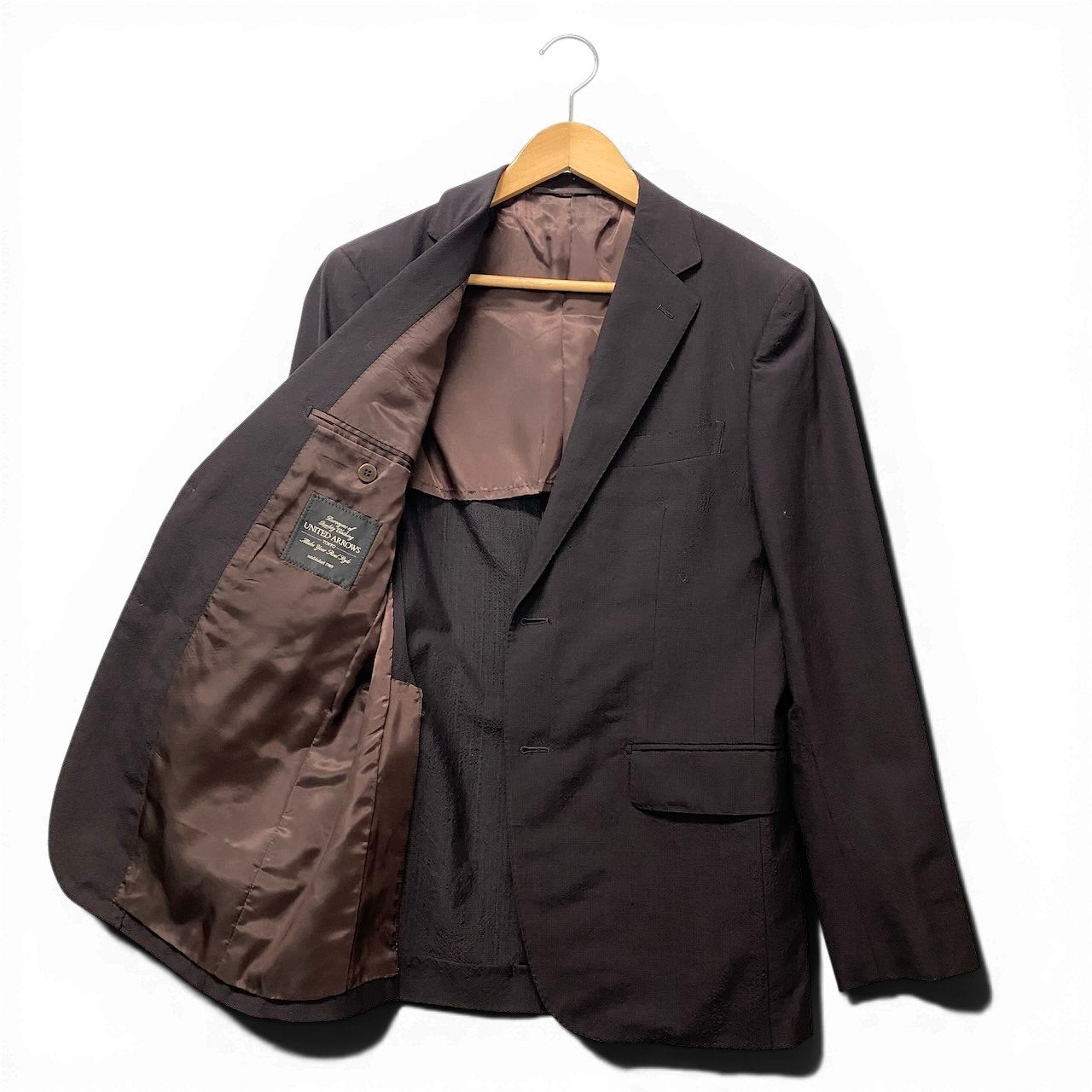20f16 UNITED ARROWS ユナイテッドアローズ セットアップスーツ シングル 2B テーラードジャケット スラックスパンツ サイズ46 ブラウン系 メンズ 紳士服u02t