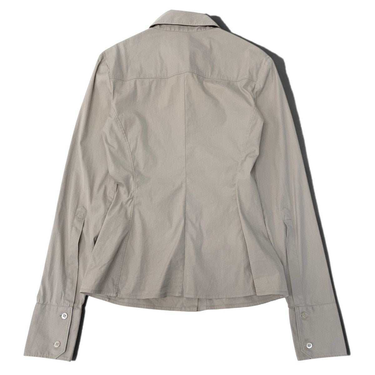 Ei27 GUCCI グッチ 2002 トムフォード期 Y2K 長袖シャツ ウエストダーツ イタリア製 40 ベージュ コットン レディースo07t