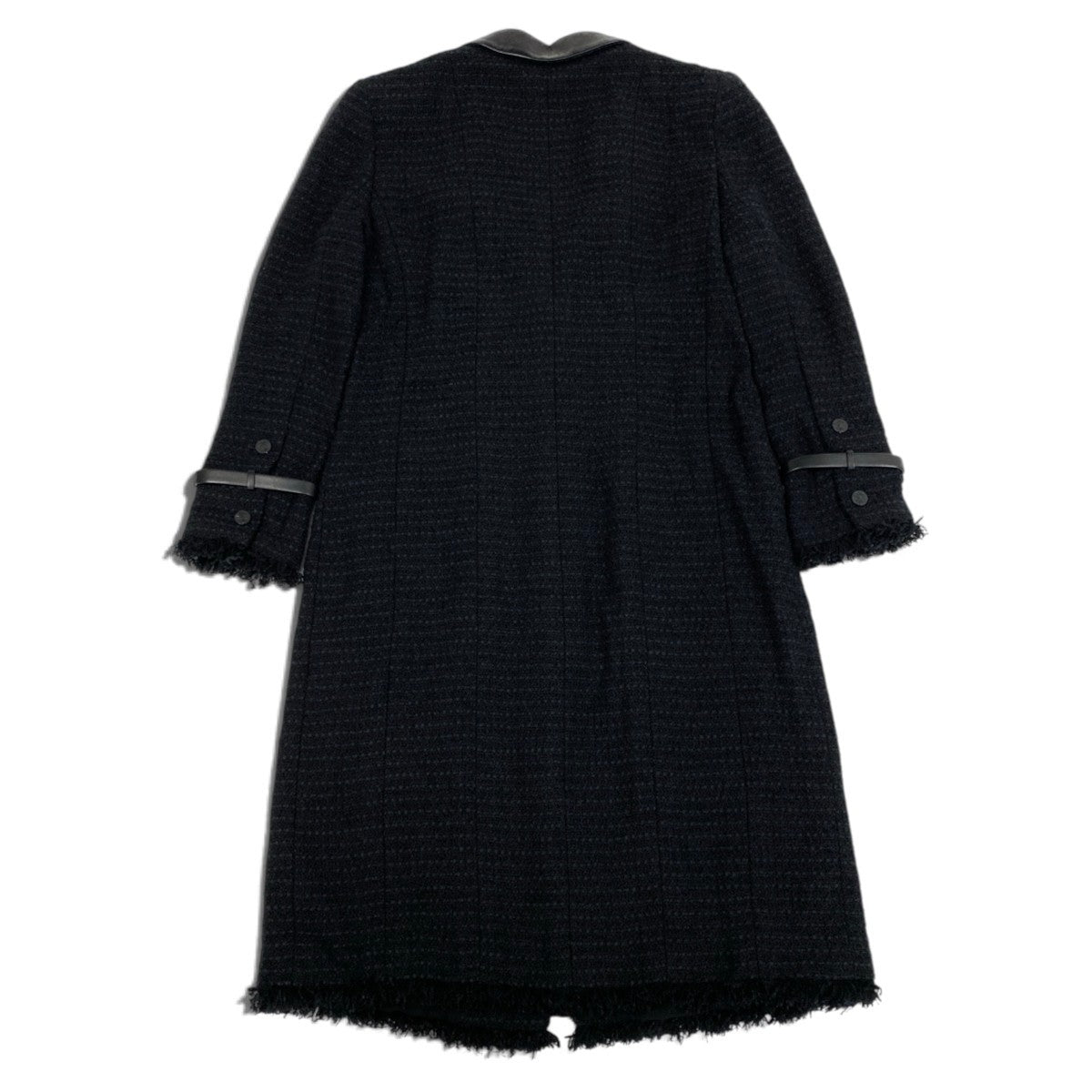 i22 CHANEL シャネル 04A レザー使い ツイードコート 04A Leather Trimmed Tweed Coat P23818 40 ブラックt18r