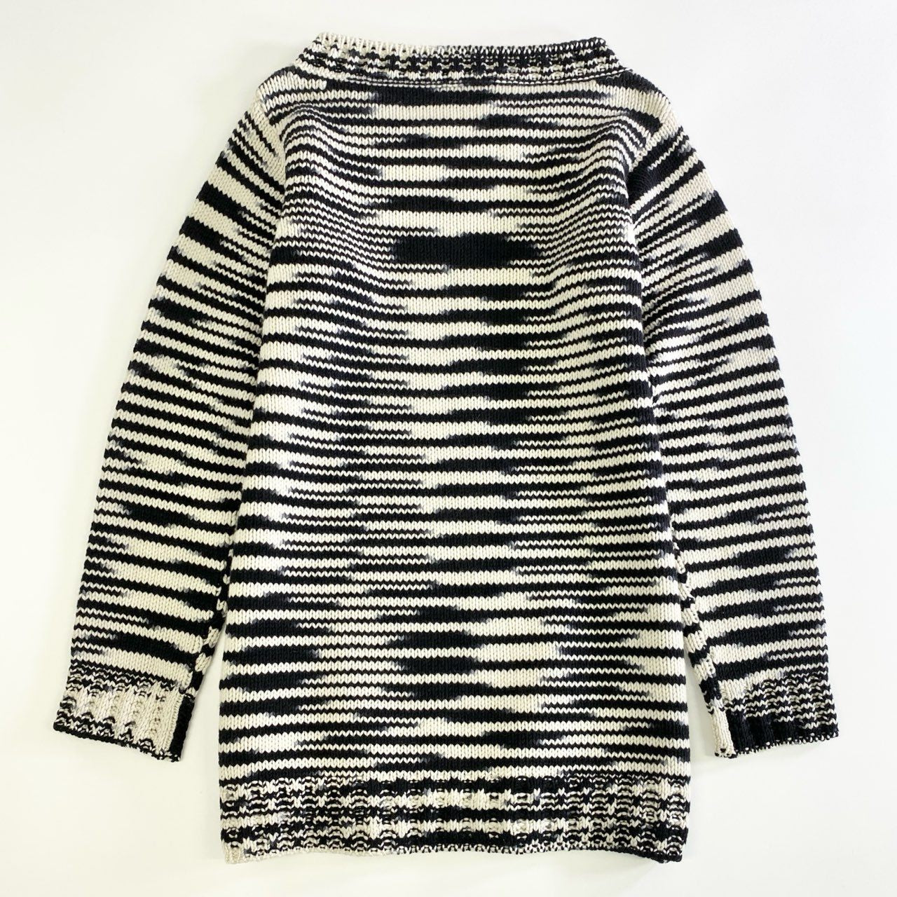 82j11 《美品》 MISSONI ミッソーニ カシミヤ100％ モザイクボーダー ニットトップ セーター 40 ホワイト ブラック CASHMERE イタリア製