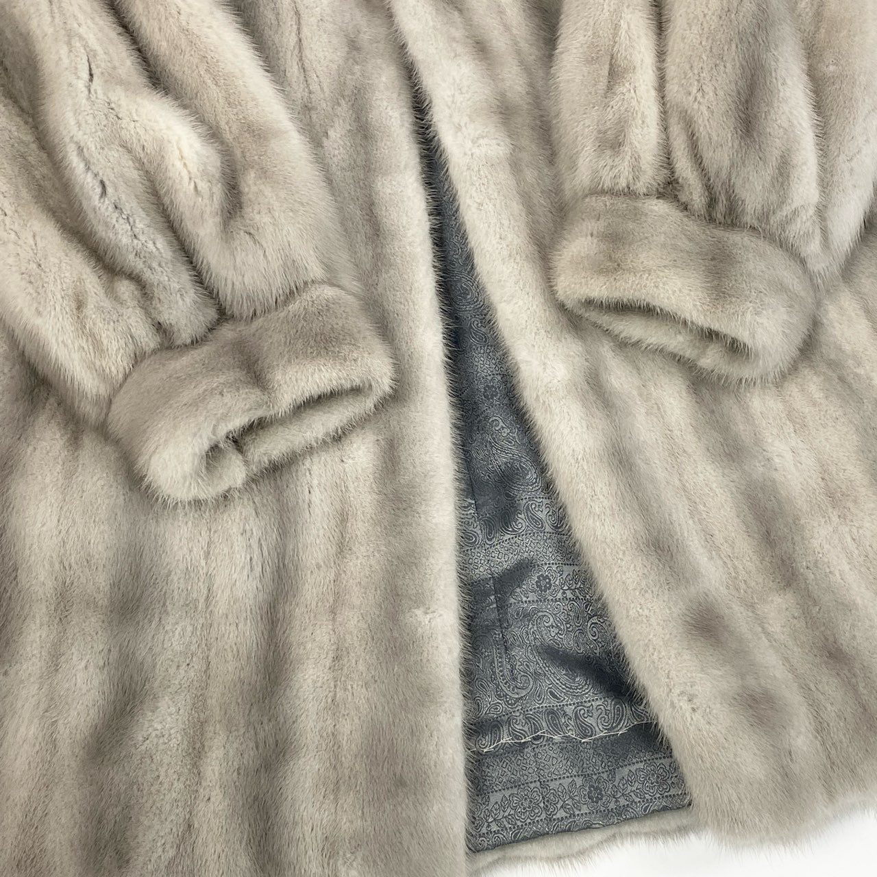 8b22 AMERICAN FUR AWARDS アメリカンファーアワード 4つ星 サファイアミンク ロングコート サイズ11 シルバーグレー 最高級毛皮 Mink Fur Long Coatt18r