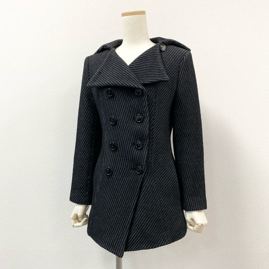 74i8 Vivienne Westwood RED LABEL ヴィヴィアンウエストウッド レッドレーベル 日本製 オーブボタン デザイン ウールコート ピーコート ジャケット 2 グレー ブラック レディースk02i