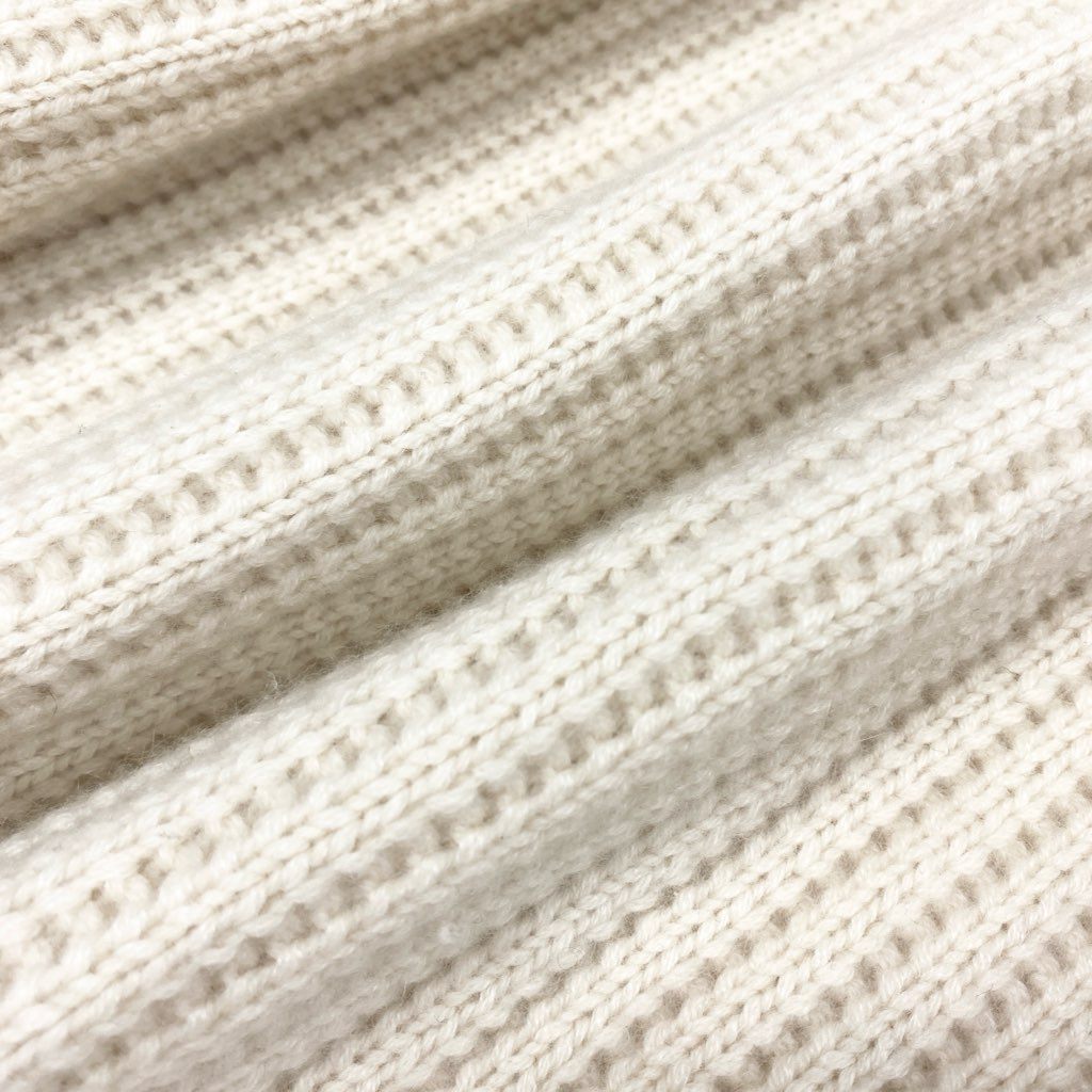 85L17 Les Copains DELUXE レコパン カシミヤニットセーター ハイネックリブニット ロングスリーブ トップス 44サイズ アイボリー カシミヤ100％ メンズu02t