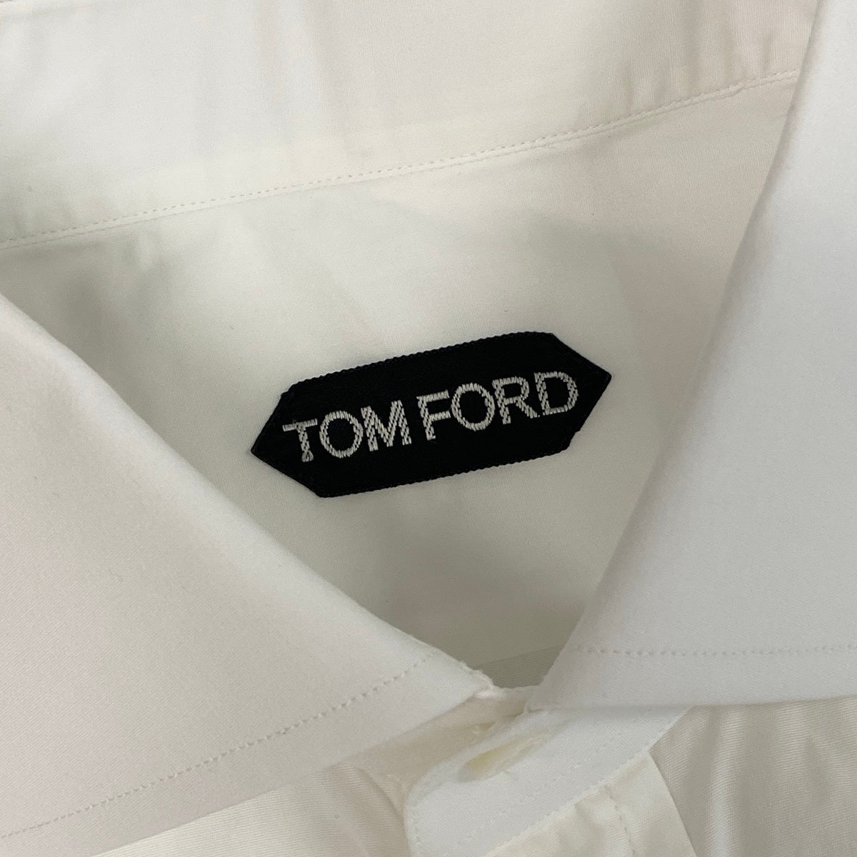 84e29④ TOM FORD トムフォード 長袖シャツ コットンシャツ ビジネス サイズ 39-15 1/2 無地 ホワイト コットン100％ メンズ 紳士服u02t