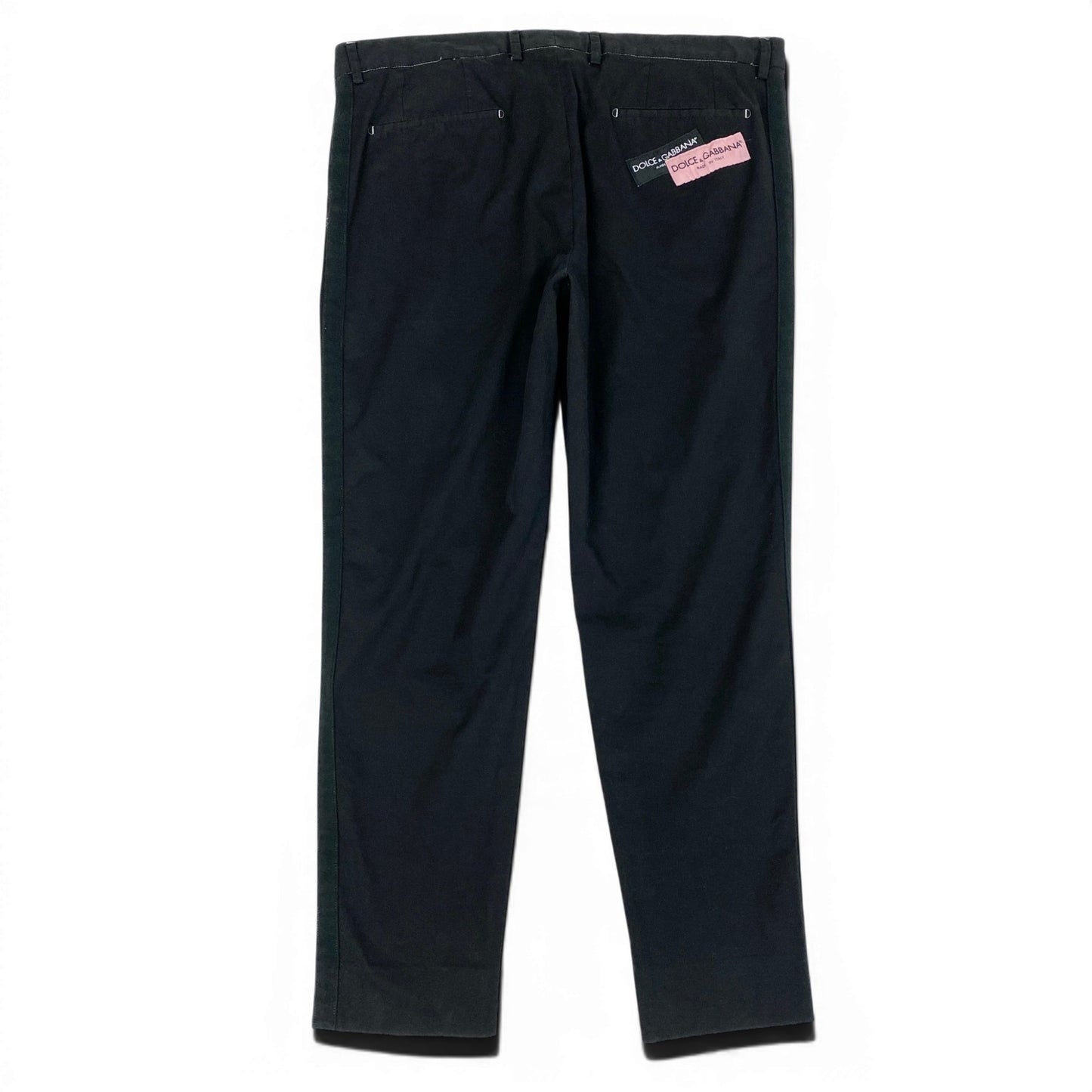 48d16 DOLCE＆GABBANA ドルチェアンドガッバーナ サイドライン スラックスパンツ テーパードパンツ 伸縮ストレッチ ボトムス サイズ54 ブラック メンズ 紳士服u02t