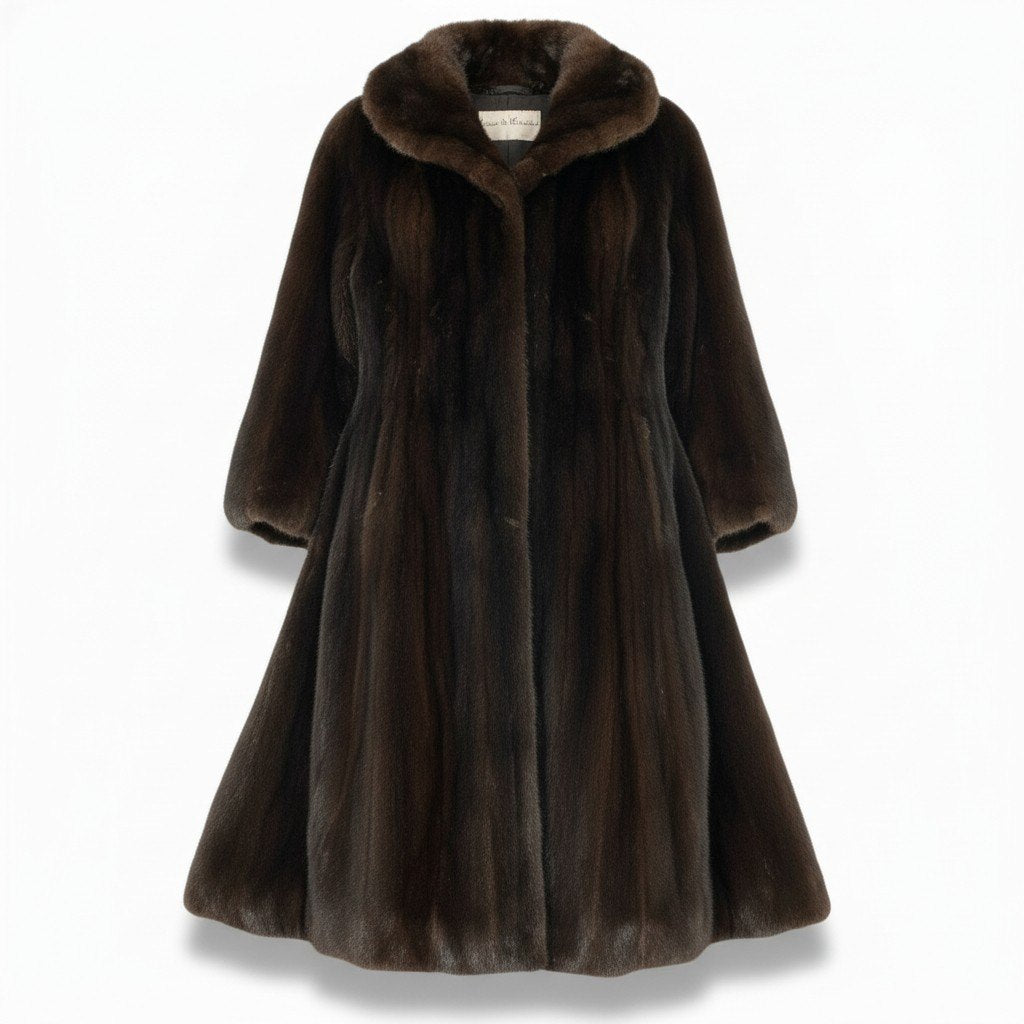 23a26 Estardo Di Valentino ヴァレンティノ マホガニーミンク 丈120cm 超ロングコート サイズF ブラウン 本毛皮 Mink Fur Long Coatt18r
