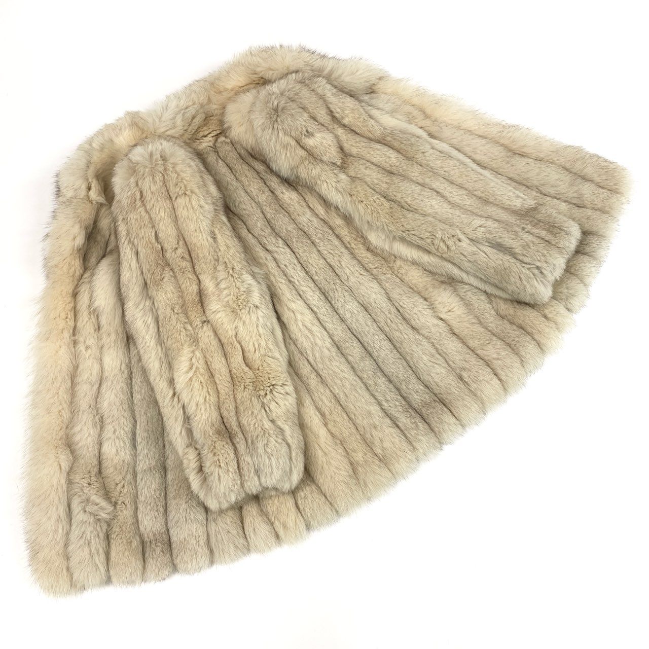 54L4 ブルーフォックス セミロングコート サイズ11号 アイボリー 本毛皮 FOX FUR リアルファー 肉厚◎t18r