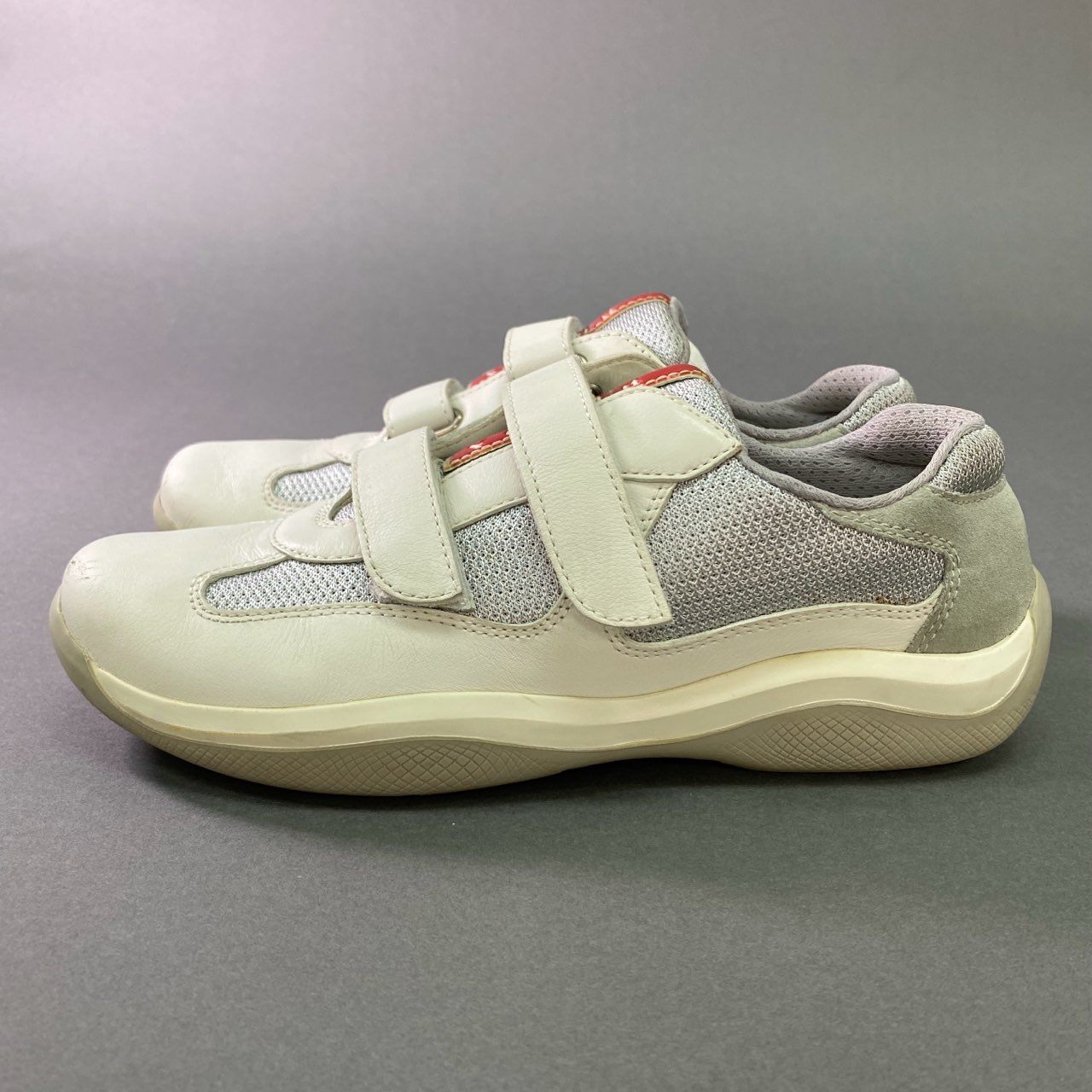 5j29 PRADA SPORT プラダ スポーツ ベルクロ レザースニーカー 37.5 ホワイト leather シューズ メッシュ