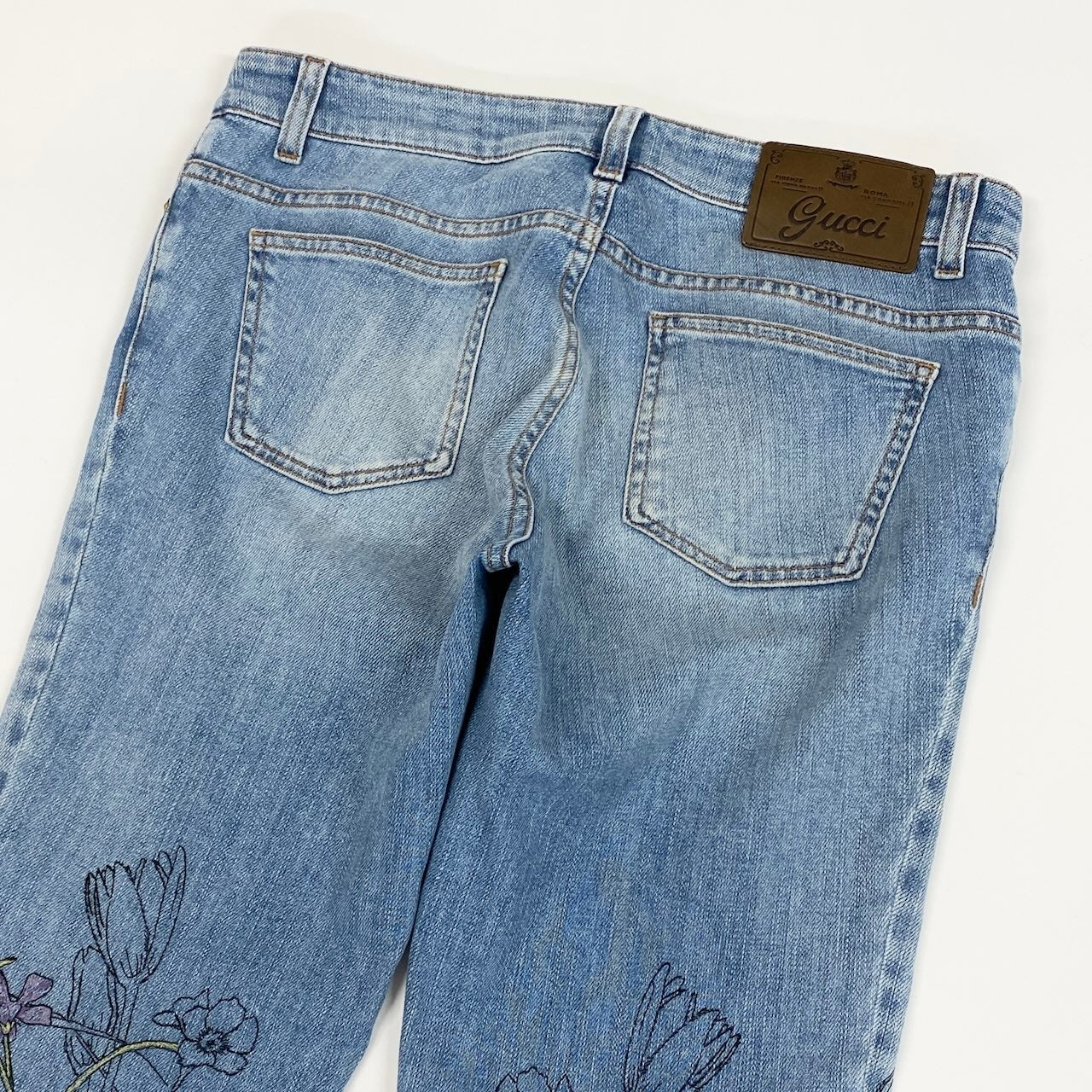 Ie7 GUCCI グッチ トムフォード期 花柄刺繍 デニムパンツ Tom Ford Floral Embroidery Denim Pants サイズ42 インディゴブルーt18r