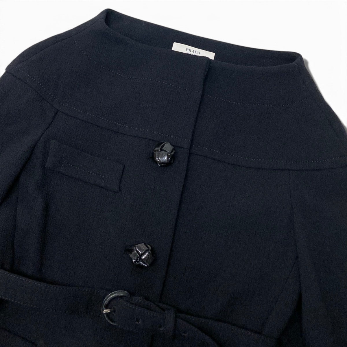 i13 PRADA プラダ ヴィンテージ ノーカラージャケット Vintage Collarless Jacket Black Size38 ブラックt18r