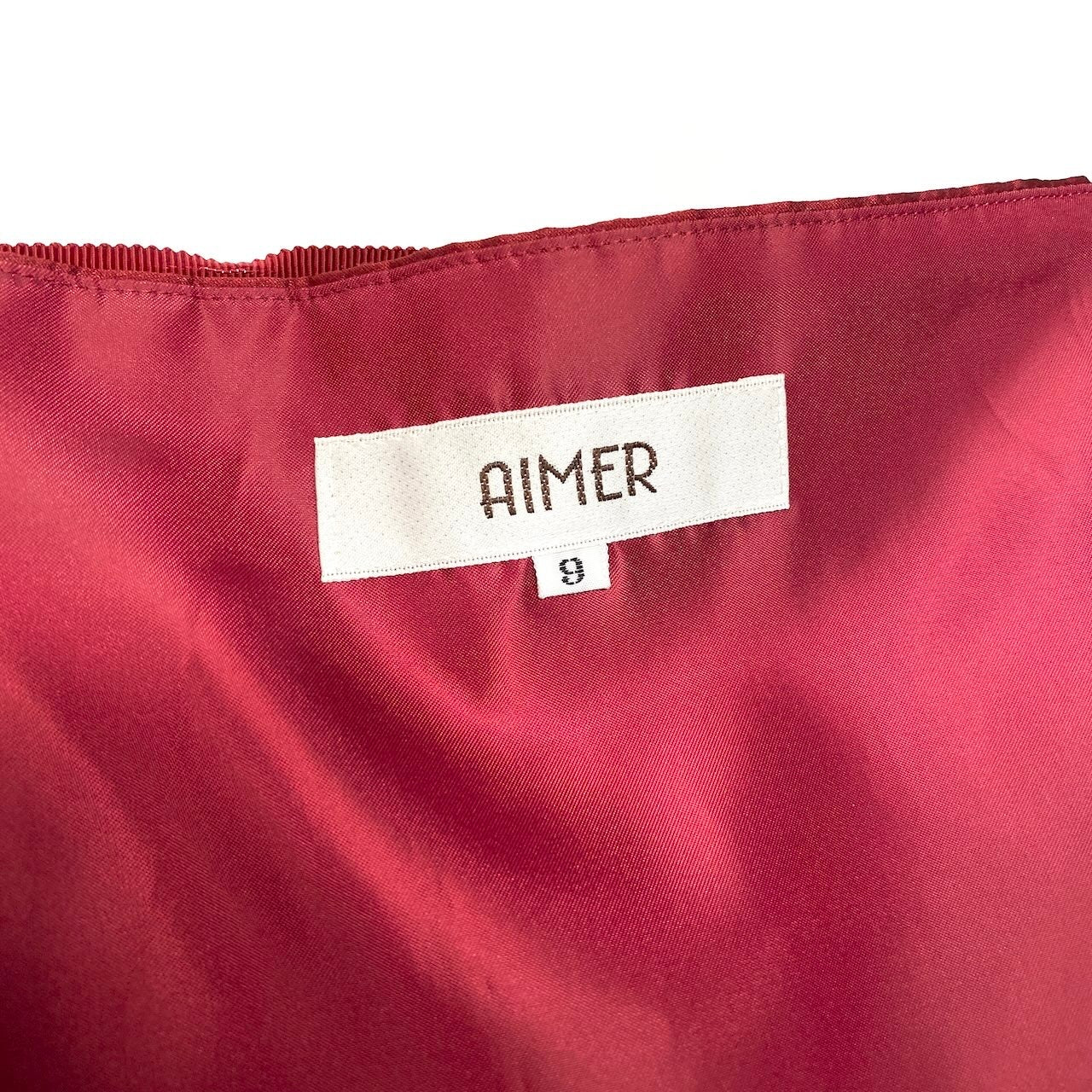 60e1 AIMER エメ ドレスワンピース ベアトップ パーティー ロングドレス カラードレス サイズ9 レッド レディース 女性用u02t