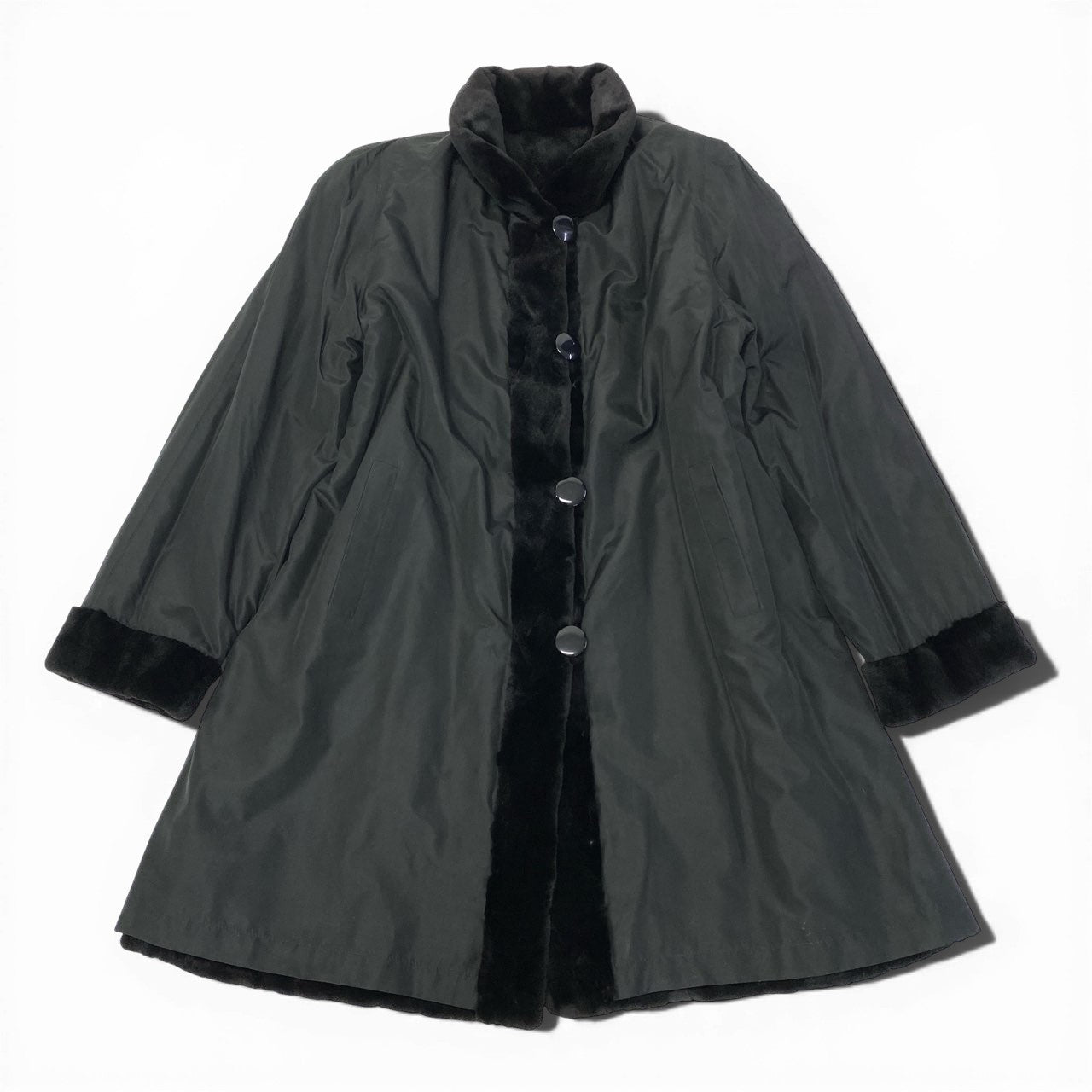 84a14 シェアードミンク ミンクコート 毛皮コート リバーシブル ダイヤ模様 F ブラック系 ミンクファー ダークミンクt18r
