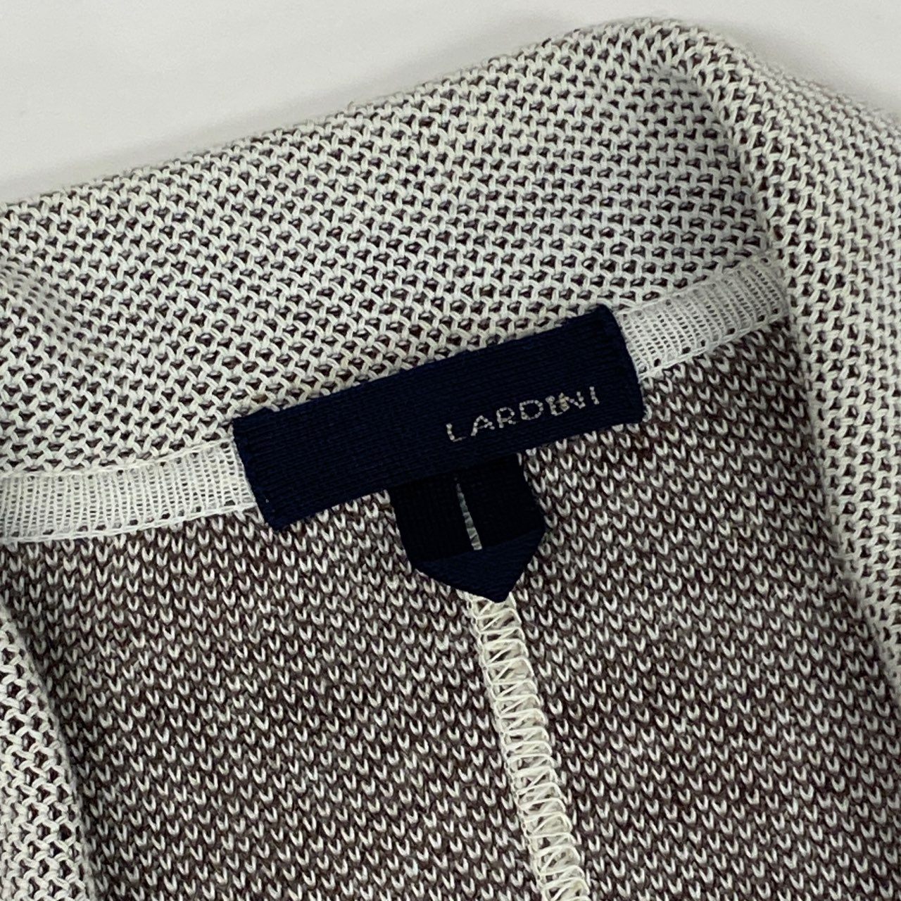 66a8 イタリア製 LARDINI ラルディーニ テーラードジャケット サマージャケット ニットジャケット ブートニエール付き EELJM29 サイズXL ホワイト ブラウン コットン リネン メンズ