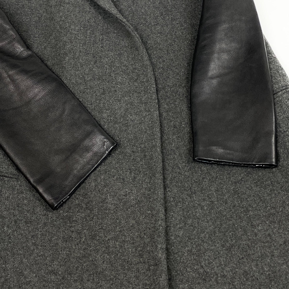 Ej13 CELINE セリーヌ フィービー期 クロンビーコート レザー切替 サイズ40 グレー ブラック レディースu02t