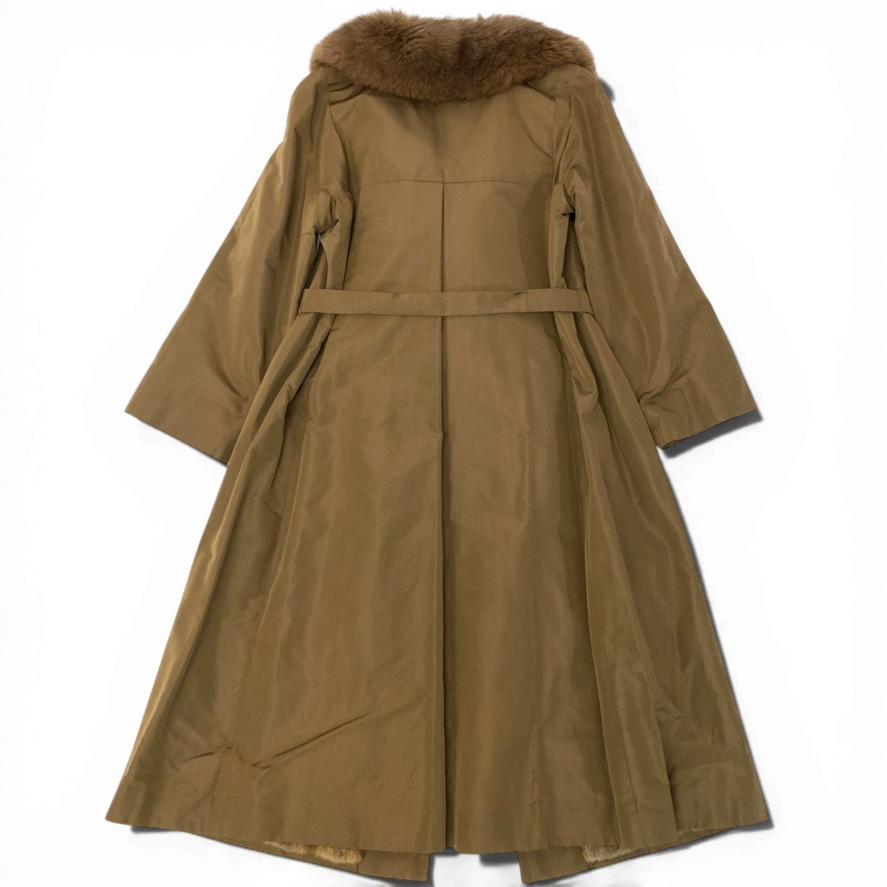 7a11 AKRIS アクリス フォックスファー付 裏地毛皮 ロングコート サイズ38 ブラウン 本毛皮 Fox Fur Long Coatt18r