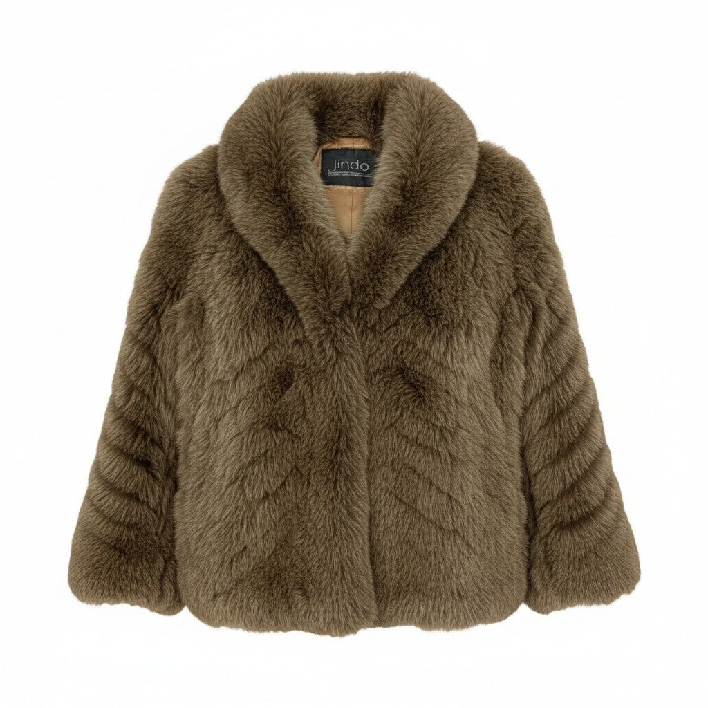 52k19 SAGA FOX サガフォックス 銀サガ 染め ブルーフォックス ファーコート 9 ブラウン 本毛皮 FOX FUR リアルファーt18r