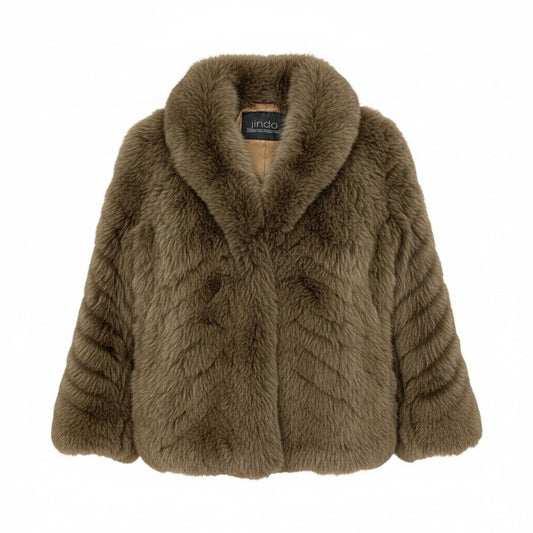 52k19 SAGA FOX サガフォックス 銀サガ 染め ブルーフォックス ファーコート 9 ブラウン 本毛皮 FOX FUR リアルファーt18r